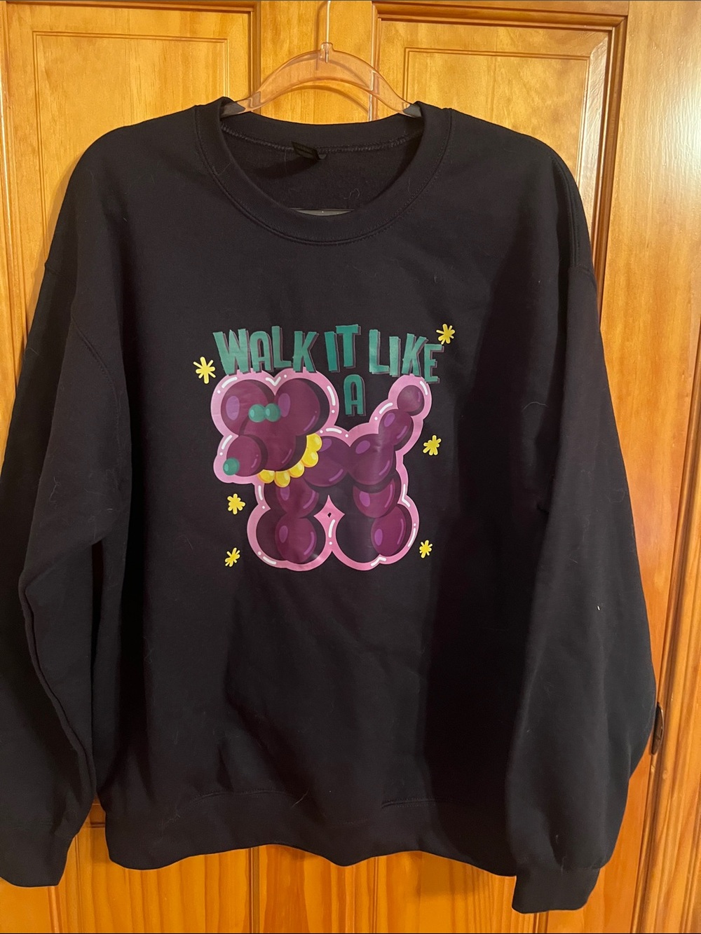 Graphic 'Walk It Like A' Balloon Dog Sweatshirt - Black